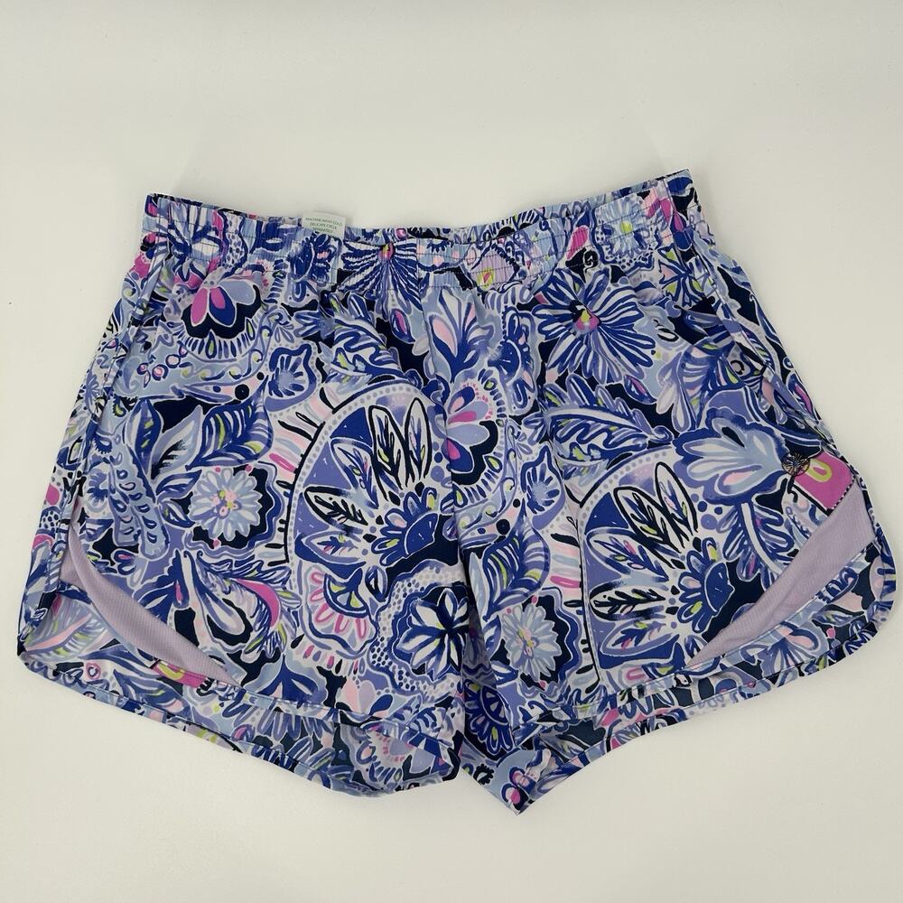 Lilly Pulitzer Luxletic Shorts XS Womens Ocean Trail Navy Pink Athletic Running